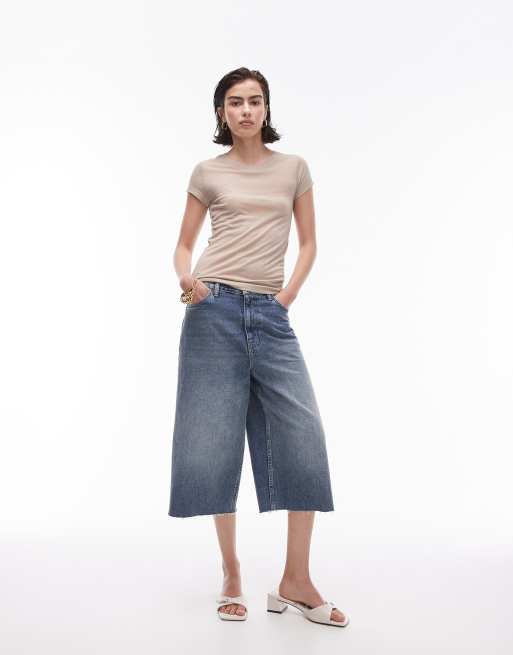 Camiseta larga beis de canalé transparente premium de Topshop, 3 de 4