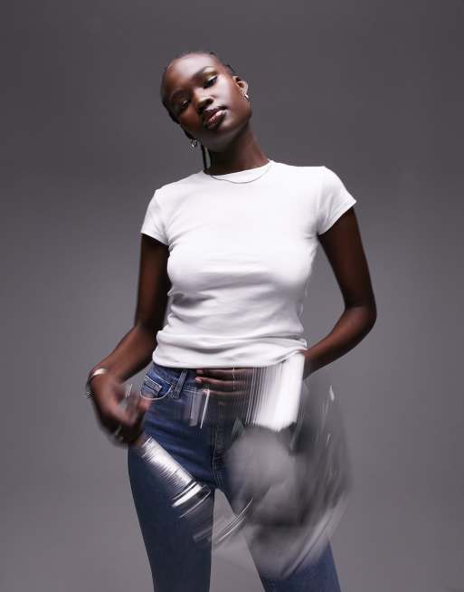 Camiseta larga blanca básica de Topshop Tall