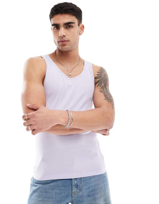 Camiseta lila ajustada sin mangas de ASOS DESIGN