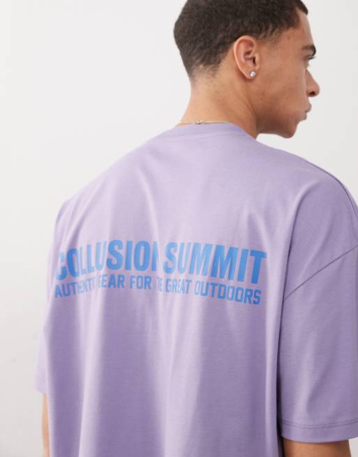Camiseta lila de corte cuadrado con detalle estampado de COLLUSION, 3 de 4