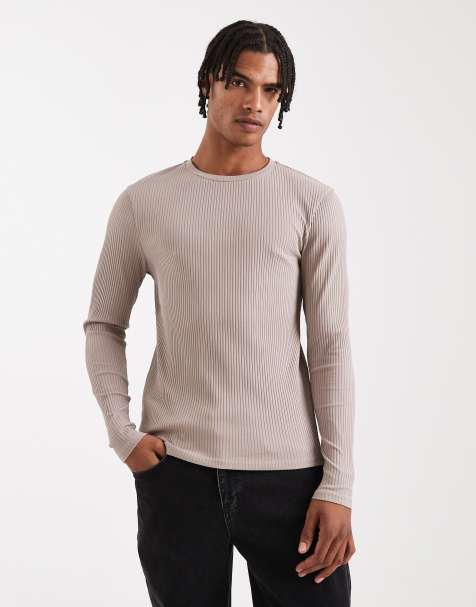 Camiseta marrón ajustada de manga larga de tejido muy grueso acanalado de ASOS DESIGN - view 1