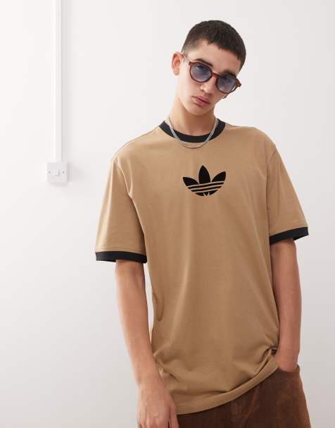 Camiseta marrón cartón y negra de corte suelto 2000s Cali Adicolor de adidas Originals - view 1