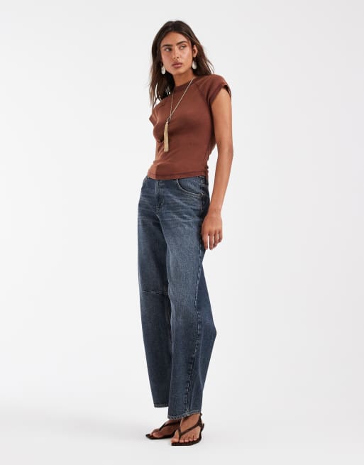 Camiseta marrón chocolate lavado con diseño encogido y mangas raglán de ASOS DESIGN, 2 de 4