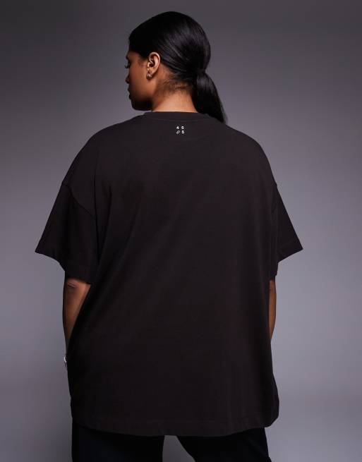 Camiseta marrón chocolate lavado extragrande de tejido grueso de algodón con acabado de secado rápido Icon de 4505 Curve, 4 de 4