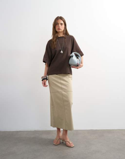 Camiseta marrón chocolate oscuro con mangas murciélago de Topshop, 3 de 4