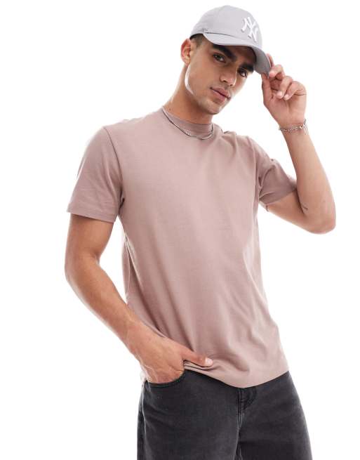 Camiseta marrón con cuello redondo de tejido grueso de 240 g/m² de ASOS DESIGN 