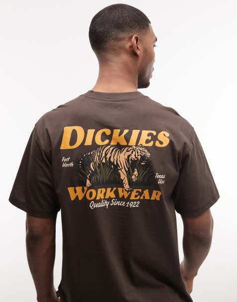 Camiseta marrón con estampado en la espalda Massieville exclusiva en ASOS de Dickies - view 1