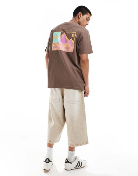 Camiseta marrón con estampado gráfico de montaña de adidas Originals - view 1