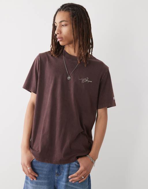 Camiseta marrón con estampado gráfico trasero y cuello redondo de Champion, 4 de 4