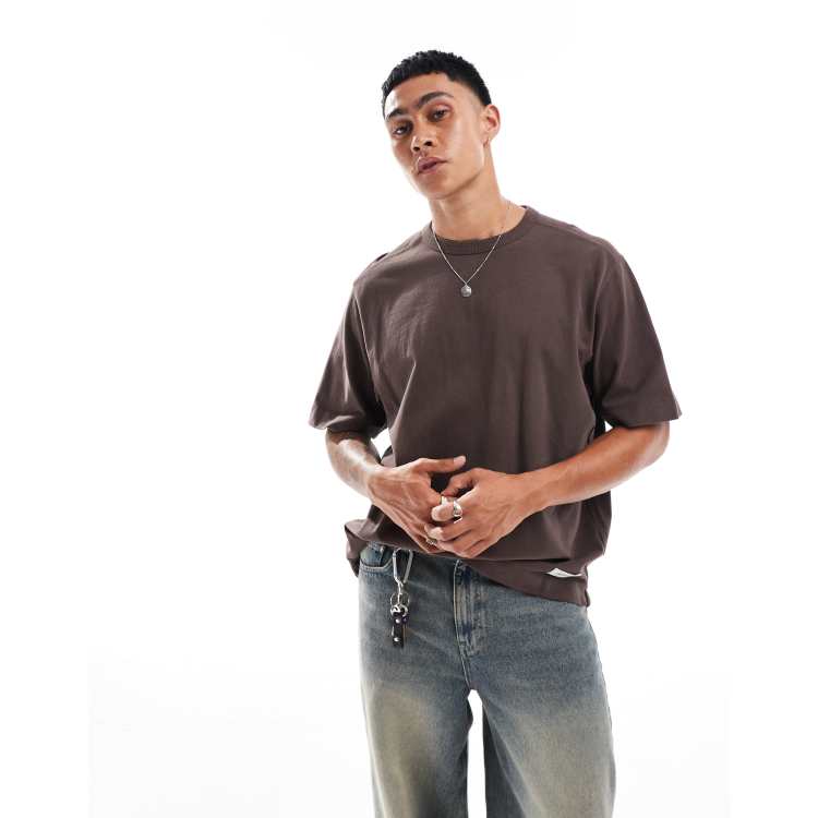 Camiseta marron con etiqueta del logo de tejido grueso premium de Abercrombie Fitch ASOS
