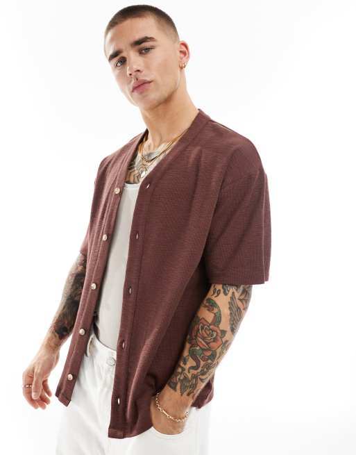 Camiseta marrón de estilo béisbol de punto de arroz de ASOS DESIGN, 3 de 4