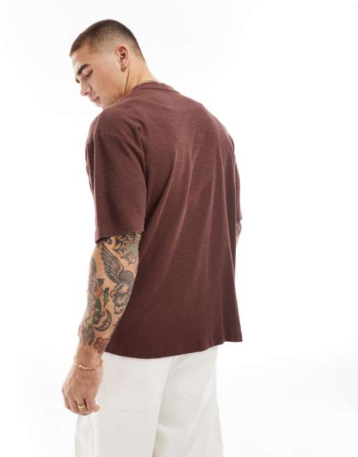 Camiseta marrón de estilo béisbol de punto de arroz de ASOS DESIGN, 4 de 4