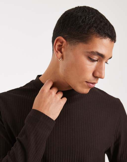 Camiseta marrón de manga larga con cuello redondo de tejido texturizado de ASOS DESIGN, 5 de 5