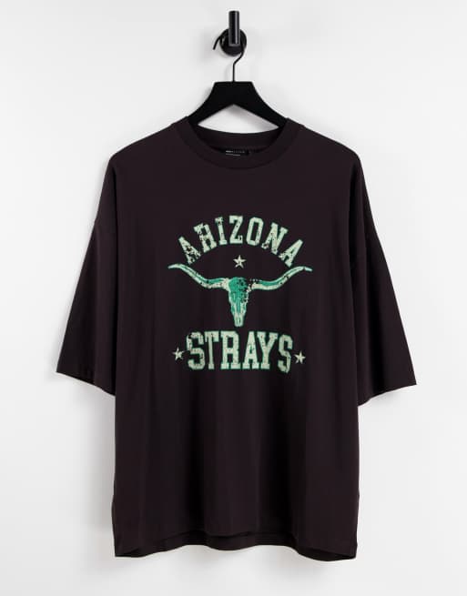 Camiseta marrón extragrande con estampado universitario de mezcla de algodón orgánico de ASOS DESIGN