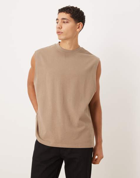 Camiseta marrón extragrande sin mangas de tejido muy grueso de ASOS DESIGN Circular Design Collection - view 1