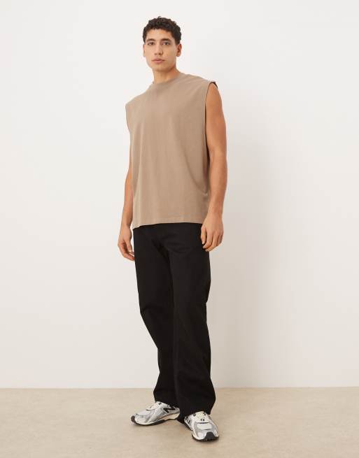 Camiseta marrón extragrande sin mangas de tejido muy grueso de ASOS DESIGN Circular Design Collection, 2 de 5