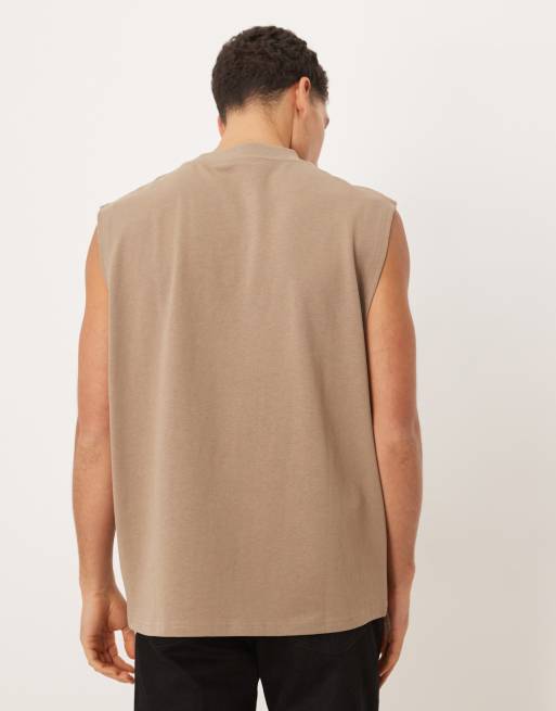 Camiseta marrón extragrande sin mangas de tejido muy grueso de ASOS DESIGN Circular Design Collection, 4 de 5