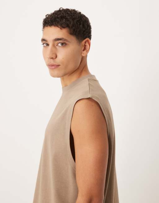 Camiseta marrón extragrande sin mangas de tejido muy grueso de ASOS DESIGN Circular Design Collection, 5 de 5