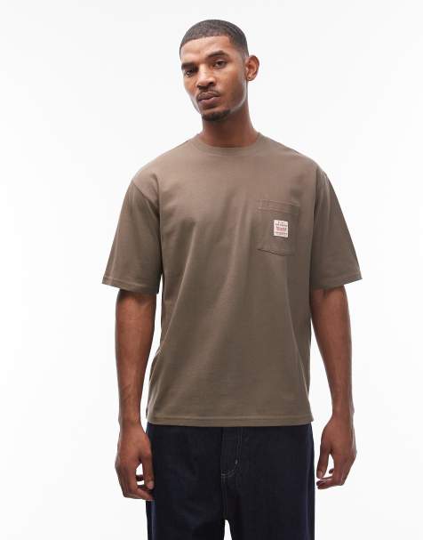 Camiseta marrón holgada de estilo worker con logo en el bolsillo de Levi's - view 1