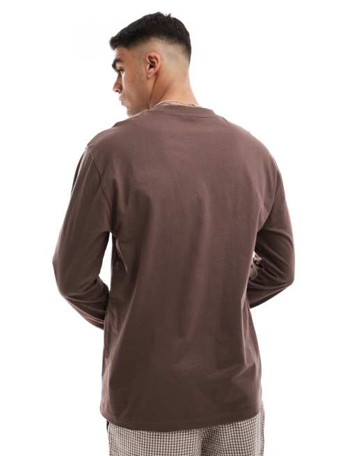 Camiseta marrón lavado de manga larga y corte suelto de Cotton On, 4 de 4