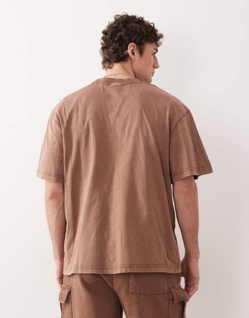 Camiseta marrón lavado ultragrande de ONLY & SONS, 5 de 5