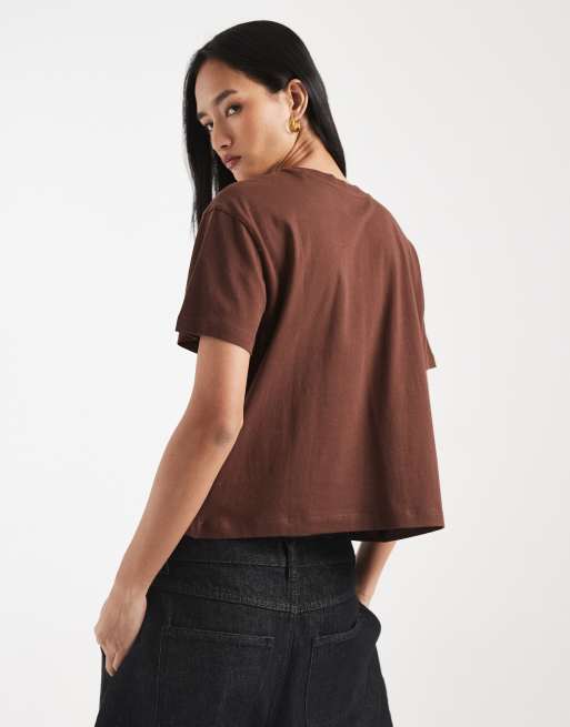 Camiseta marrón oscuro de corte cuadrado de New Look, 4 de 4