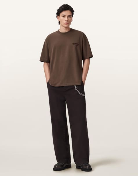Camiseta marrón oscuro de manga corta con cuello redondo Xander de AllSaints - view 1