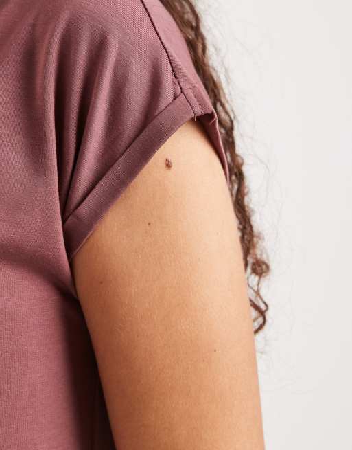 Camiseta marrón rosado con cuello redondo de Vero Moda, 3 de 4