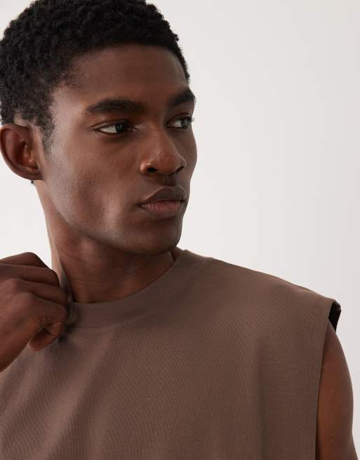 Camiseta marrón sin mangas extragrande de tejido grueso de ASOS DESIGN, 5 de 5