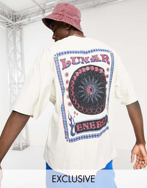 Camiseta marrón topo extragrande con estampado lunar de COLLUSION