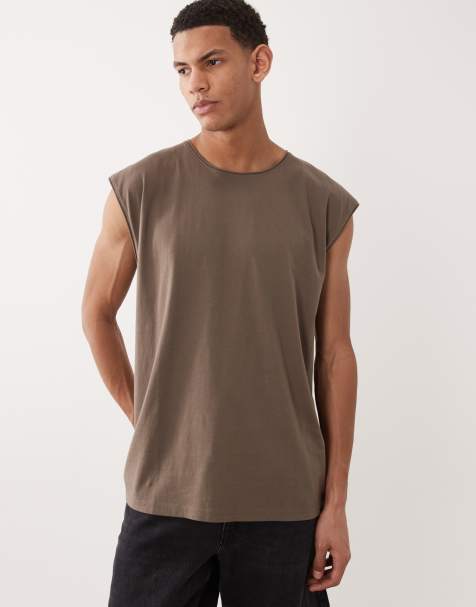 Camiseta marrón topo extragrande sin mangas de Brave Soul - view 1