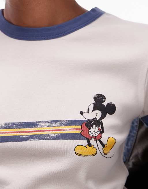 Camiseta monocromática con estampado retro con licencia de rayas y Micky Mouse de Disney de Topshop, 3 de 4