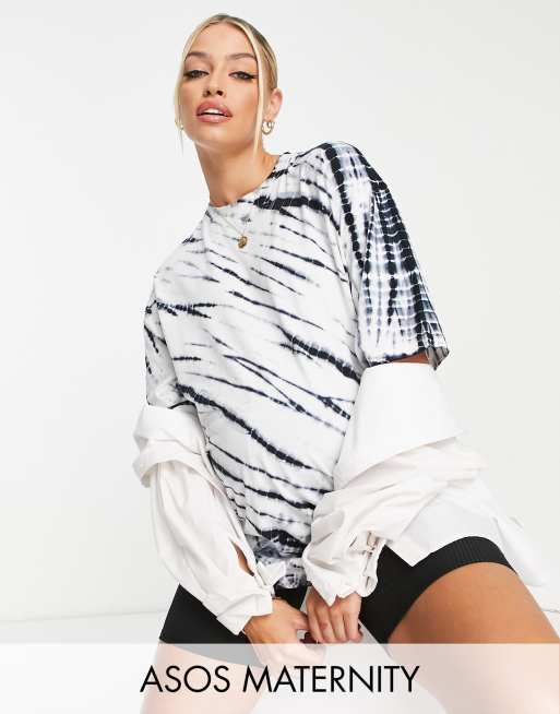 Camiseta monocromática extragrande con efecto tie dye de ASOS DESIGN Maternity