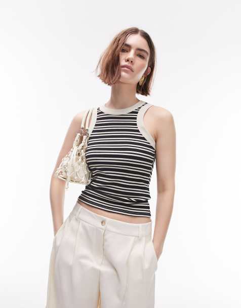 Camiseta monocromática sin mangas a rayas con espalda de nadadora de Topshop - view 1