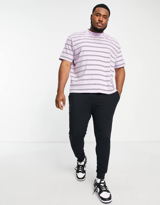 Camiseta morada a rayas de corte extragrande de Another Influence Plus