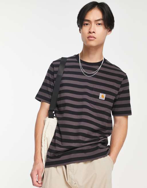 Camiseta morada a rayas Merrick de Carhartt WIP