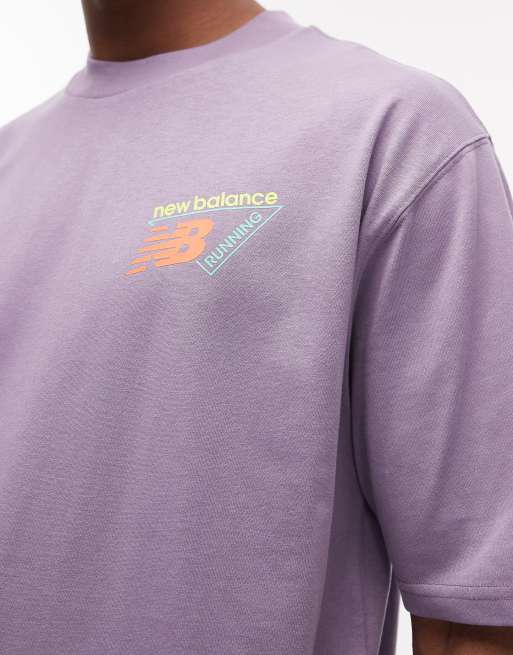 Camiseta morada clásica con mapa térmico y logo triple de New Balance, 5 de 5