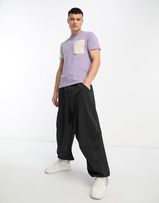 Camiseta morada con diseño color block de corte estándar de Another Influence