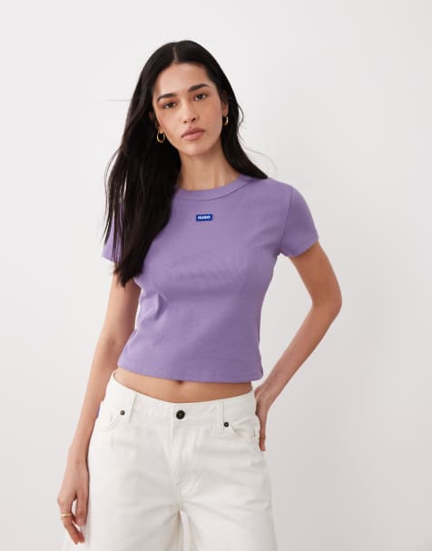 Camiseta morada con diseño encogido de HUGO Blue - view 1