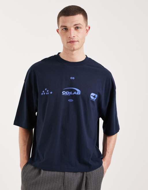 Camiseta morada de corte cuadrado extragrande con estampado gráfico urbano de texto de ASOS DESIGN, 4 de 5