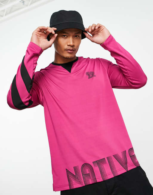 Camiseta morada de manga larga con diseño color block de Native Youth