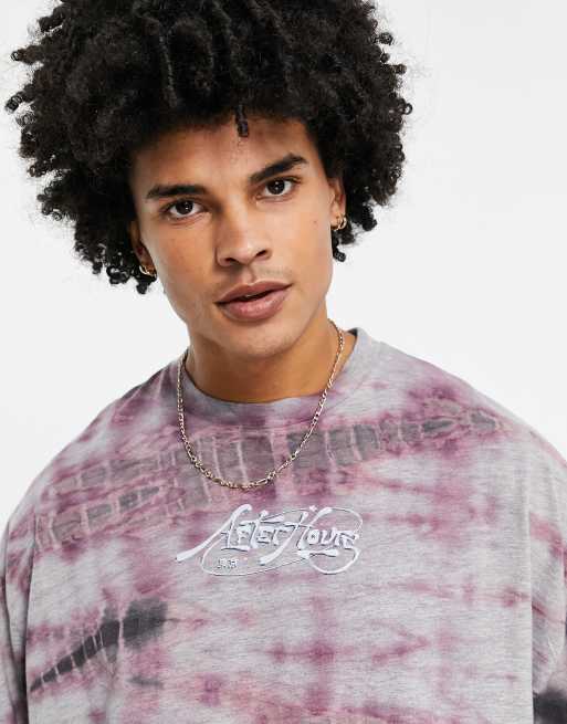 Camiseta morada extragrande con lavado grunge y estampado en el pecho de ASOS DESIGN, 3 de 4
