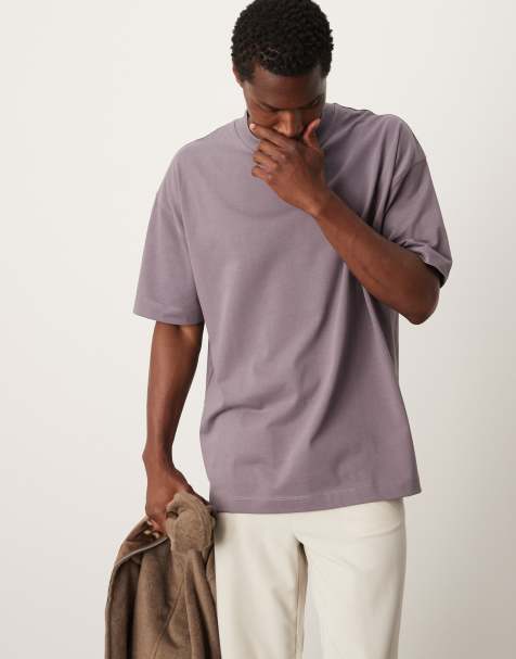 Camiseta morada extragrande de tejido grueso de 300 g/m2 premium de ASOS DESIGN - view 1