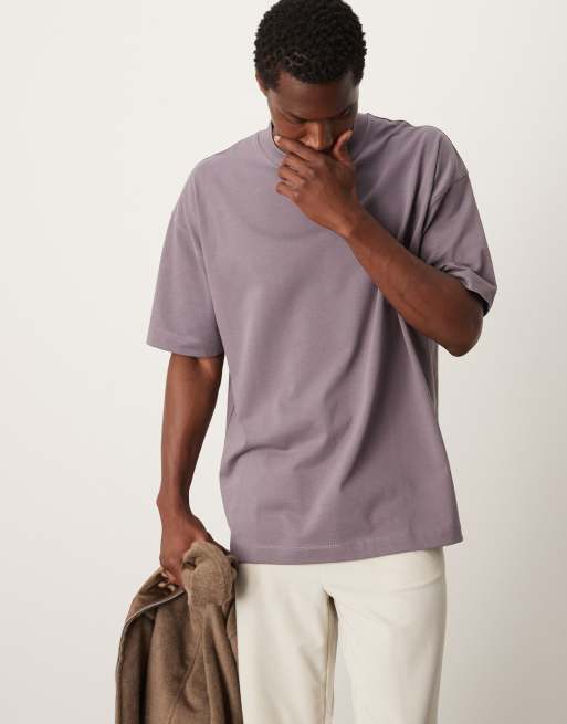 Camiseta morada extragrande de tejido grueso de 300 g/m2 premium de ASOS DESIGN