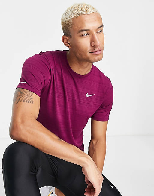 Hombre Tops | Camiseta morada Miler Dri-FIT de Nike Running - GL96110
