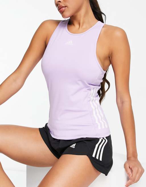 Camiseta morada sin mangas con diseño color block y 3 rayas Techfit de adidas Training