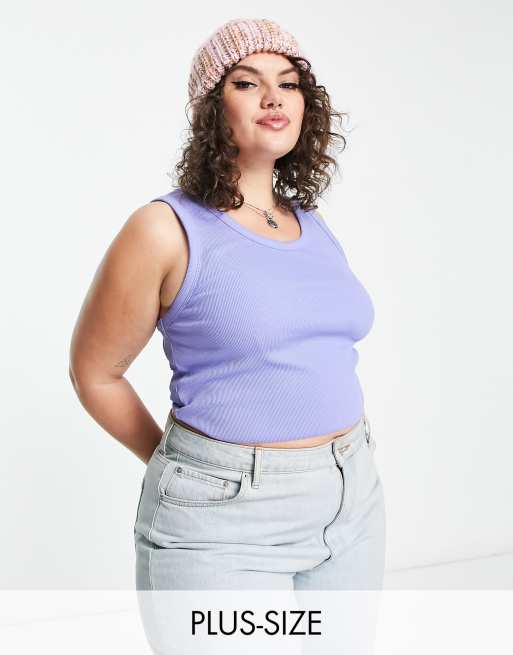 Camiseta morada sin mangas de canalé de COLLUSION Plus