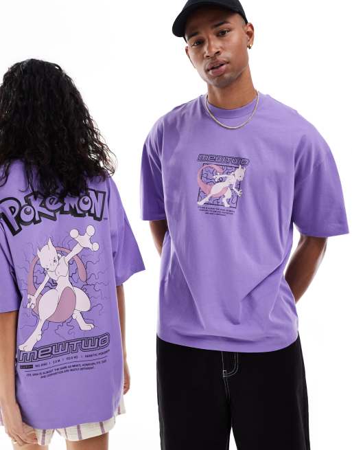 Camiseta morada unisex extragrande con estampados con licencia de Mewtwo de Pokémon de ASOS DESIGN, 2 de 4