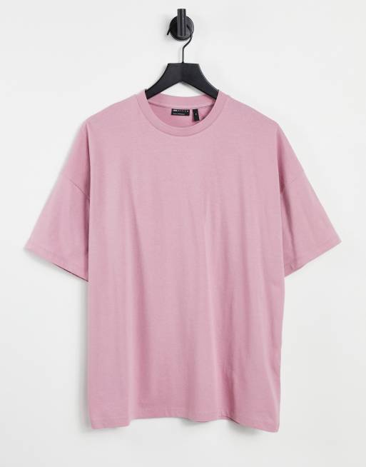 Camiseta morado lavado extragrande con cuello redondo de ASOS DESIGN - PURPLE