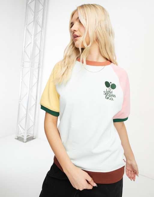 Camiseta ajustada con diseño colour block y estampado Los Angeles de ASOS